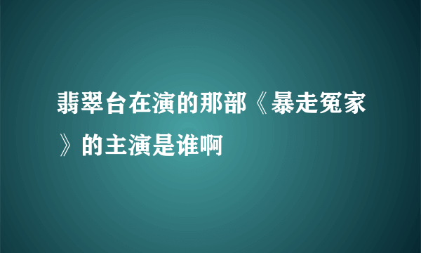 翡翠台在演的那部《暴走冤家》的主演是谁啊