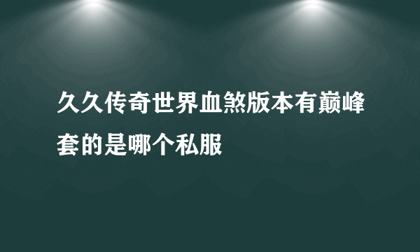 久久传奇世界血煞版本有巅峰套的是哪个私服