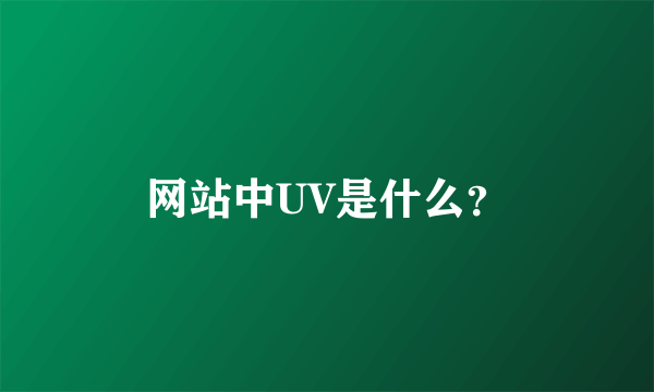 网站中UV是什么？