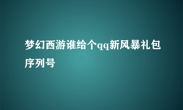 梦幻西游谁给个qq新风暴礼包序列号