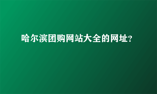 哈尔滨团购网站大全的网址？