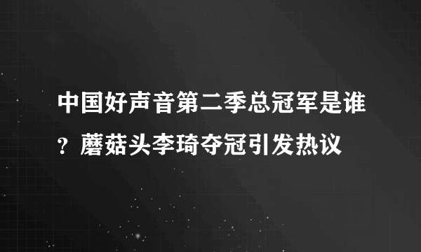 中国好声音第二季总冠军是谁？蘑菇头李琦夺冠引发热议