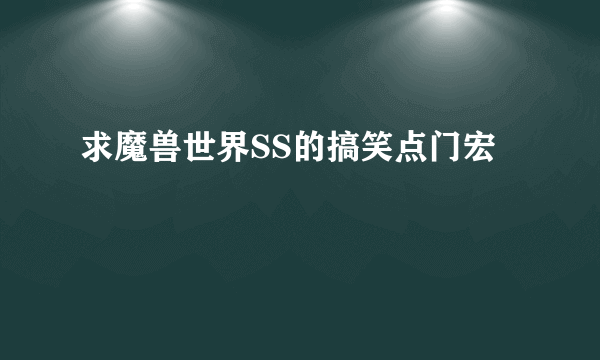 求魔兽世界SS的搞笑点门宏