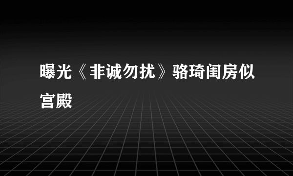 曝光《非诚勿扰》骆琦闺房似宫殿