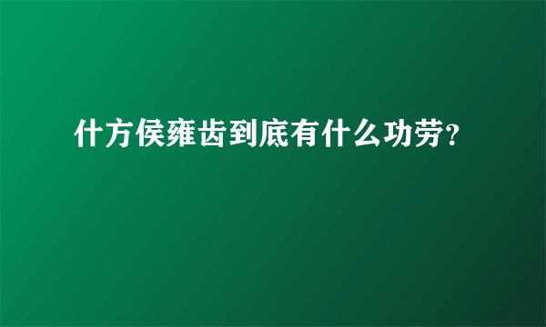 什方侯雍齿到底有什么功劳？