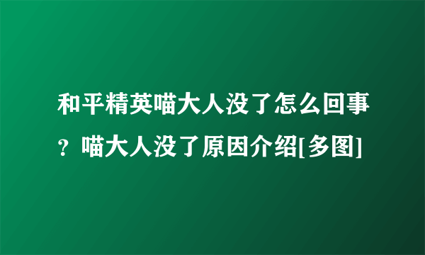 和平精英喵大人没了怎么回事？喵大人没了原因介绍[多图]