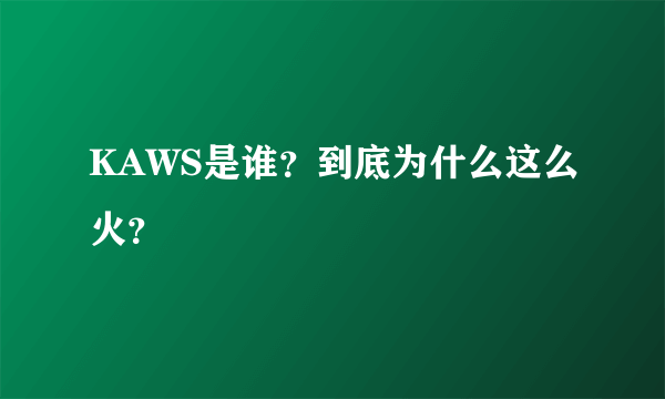 KAWS是谁？到底为什么这么火？