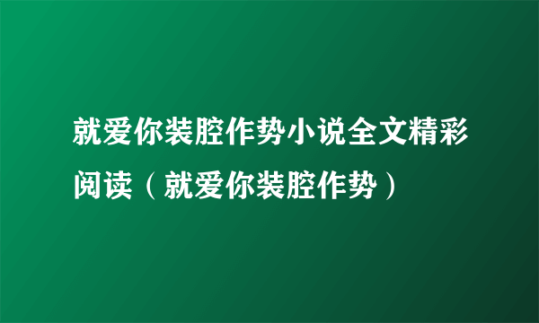 就爱你装腔作势小说全文精彩阅读（就爱你装腔作势）