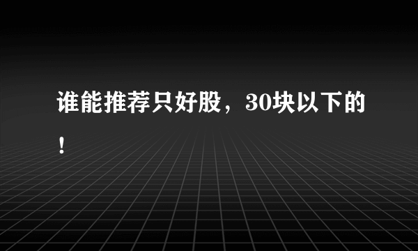 谁能推荐只好股，30块以下的！