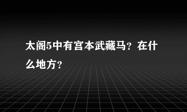 太阁5中有宫本武藏马？在什么地方？