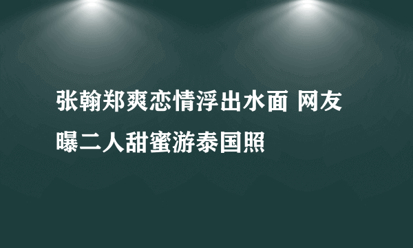 张翰郑爽恋情浮出水面 网友曝二人甜蜜游泰国照