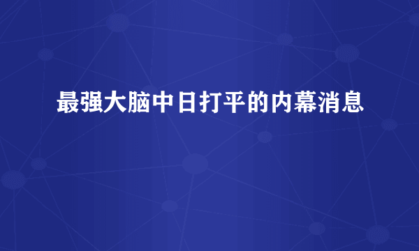 最强大脑中日打平的内幕消息