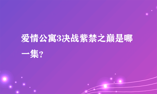 爱情公寓3决战紫禁之巅是哪一集？