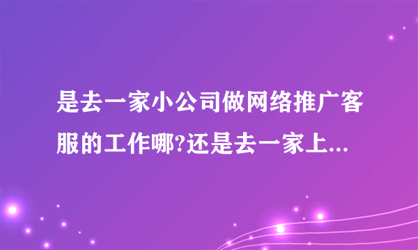 是去一家小公司做网络推广客服的工作哪?还是去一家上市公司做电话销售哪?两家前期望遇都差不多