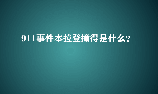 911事件本拉登撞得是什么？