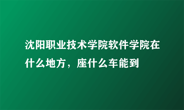 沈阳职业技术学院软件学院在什么地方，座什么车能到