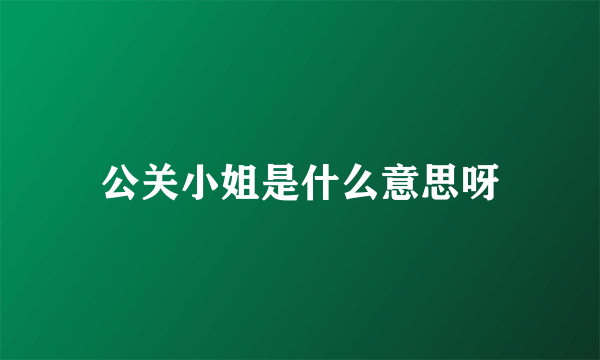 公关小姐是什么意思呀