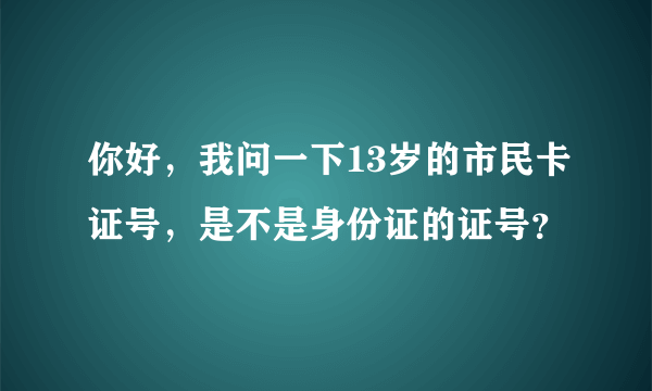 你好，我问一下13岁的市民卡证号，是不是身份证的证号？