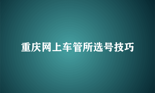 重庆网上车管所选号技巧