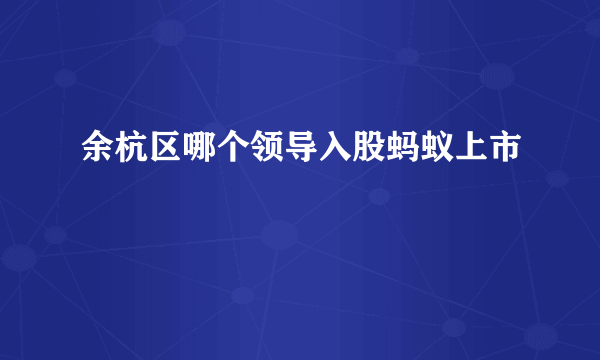 余杭区哪个领导入股蚂蚁上市