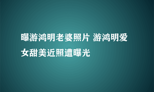 曝游鸿明老婆照片 游鸿明爱女甜美近照遭曝光