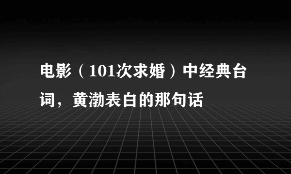 电影（101次求婚）中经典台词，黄渤表白的那句话