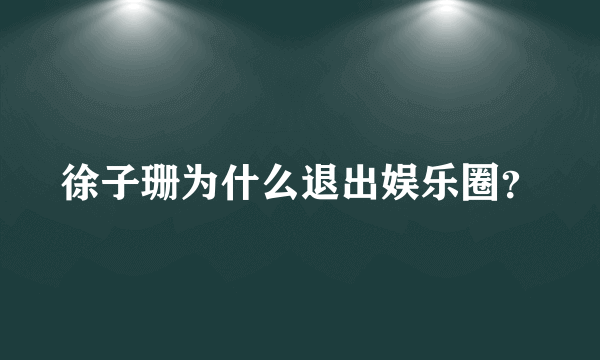 徐子珊为什么退出娱乐圈？