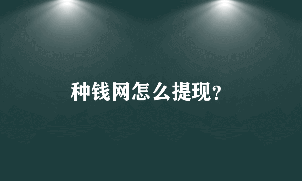 种钱网怎么提现？