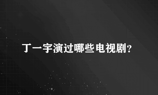 丁一宇演过哪些电视剧？