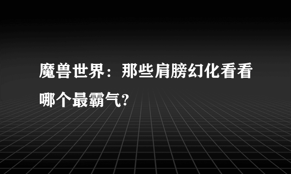 魔兽世界：那些肩膀幻化看看哪个最霸气?