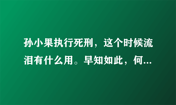 孙小果执行死刑，这个时候流泪有什么用。早知如此，何必当初？