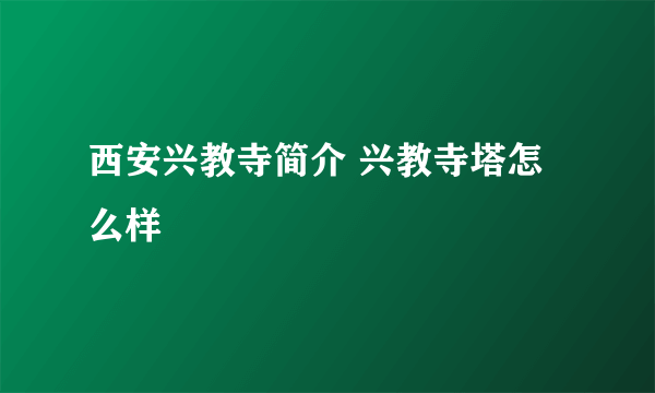 西安兴教寺简介 兴教寺塔怎么样