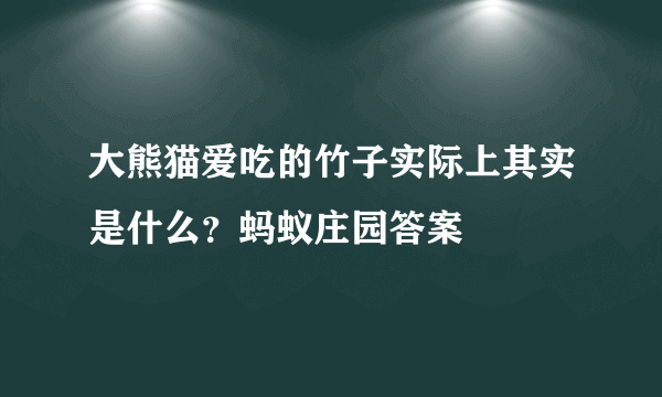 大熊猫爱吃的竹子实际上其实是什么？蚂蚁庄园答案