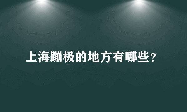 上海蹦极的地方有哪些？