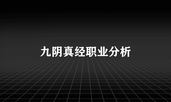 九阴真经职业分析