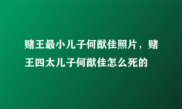 赌王最小儿子何猷佳照片，赌王四太儿子何猷佳怎么死的