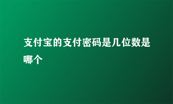 支付宝的支付密码是几位数是哪个