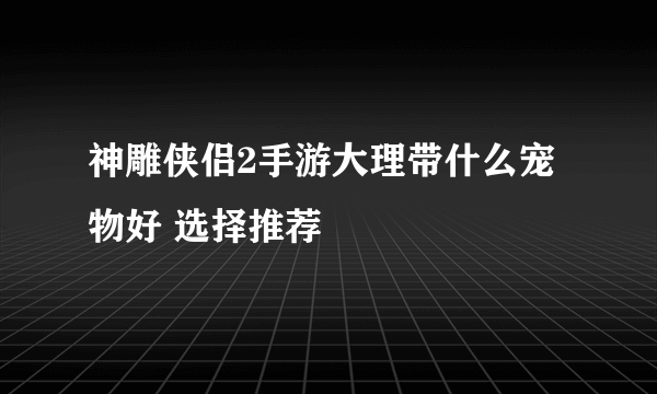 神雕侠侣2手游大理带什么宠物好 选择推荐