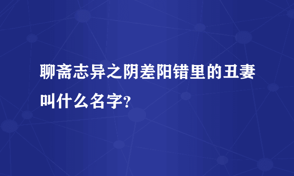 聊斋志异之阴差阳错里的丑妻叫什么名字？