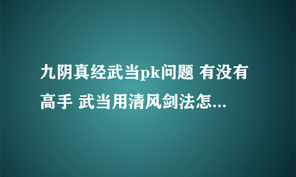 九阴真经武当pk问题 有没有高手 武当用清风剑法怎么pk才牛