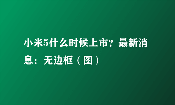 小米5什么时候上市？最新消息：无边框（图）