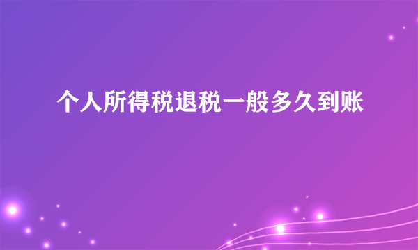 个人所得税退税一般多久到账