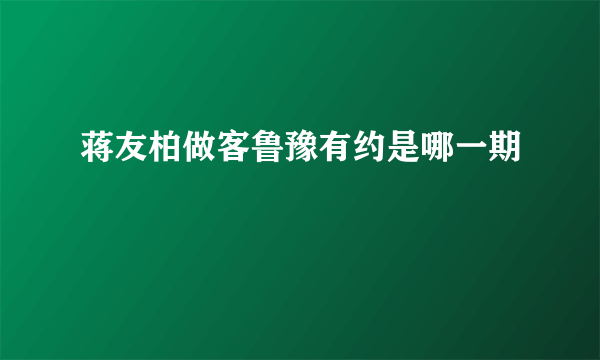 蒋友柏做客鲁豫有约是哪一期