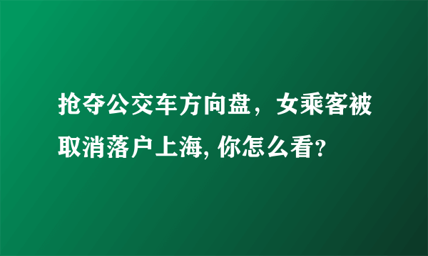 抢夺公交车方向盘，女乘客被取消落户上海, 你怎么看？