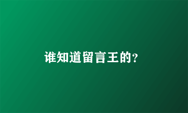 谁知道留言王的？