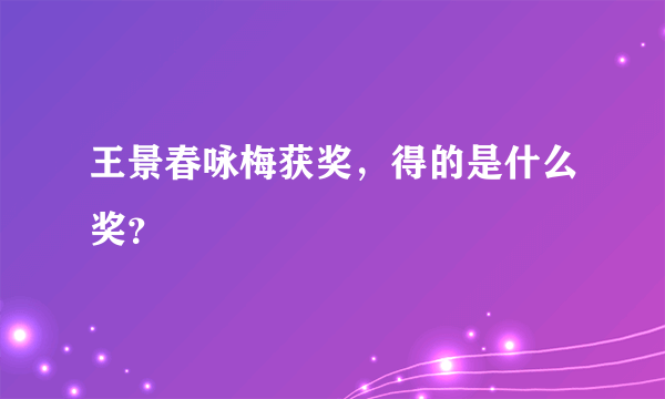 王景春咏梅获奖，得的是什么奖？