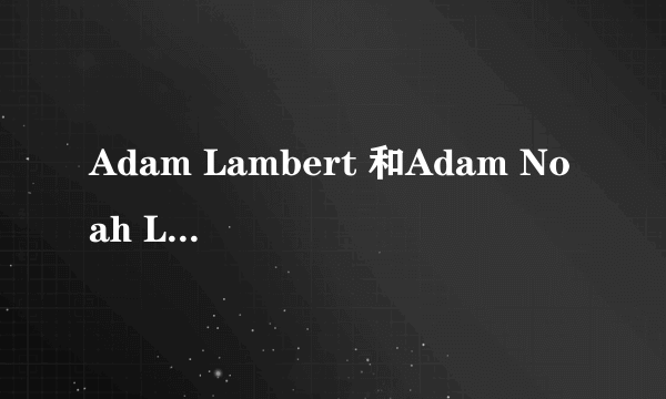 Adam Lambert 和Adam Noah Levine谁比较厉害