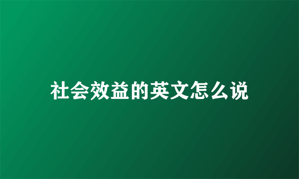 社会效益的英文怎么说