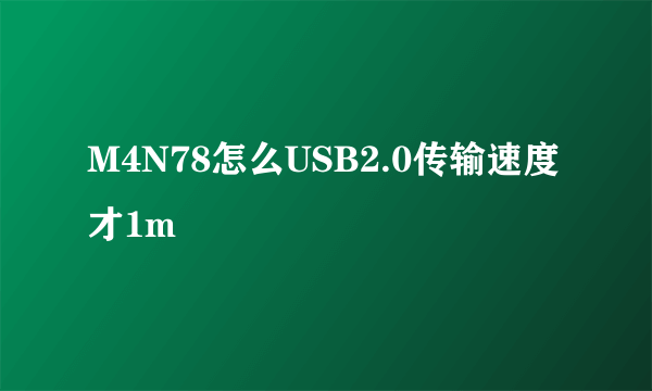 M4N78怎么USB2.0传输速度才1m