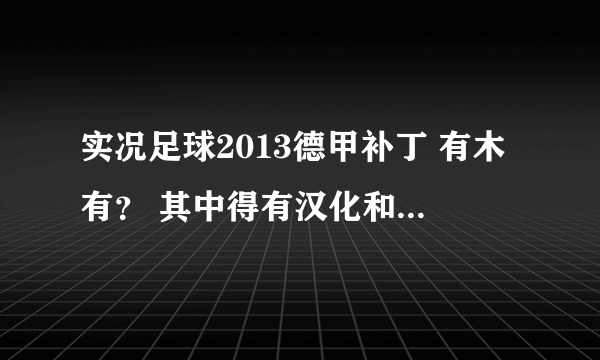 实况足球2013德甲补丁 有木有？ 其中得有汉化和最新转会的 求指教！